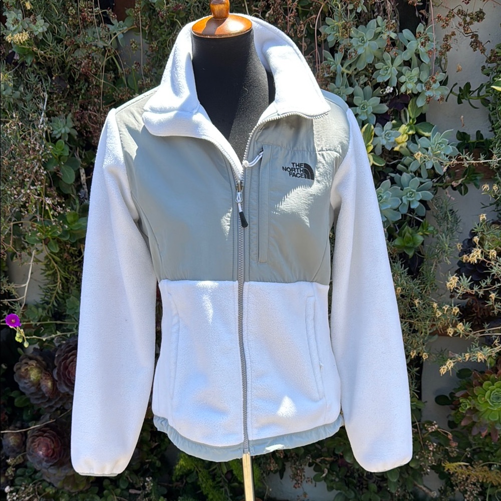 The North Face Light Gray and White Fleece Jacket